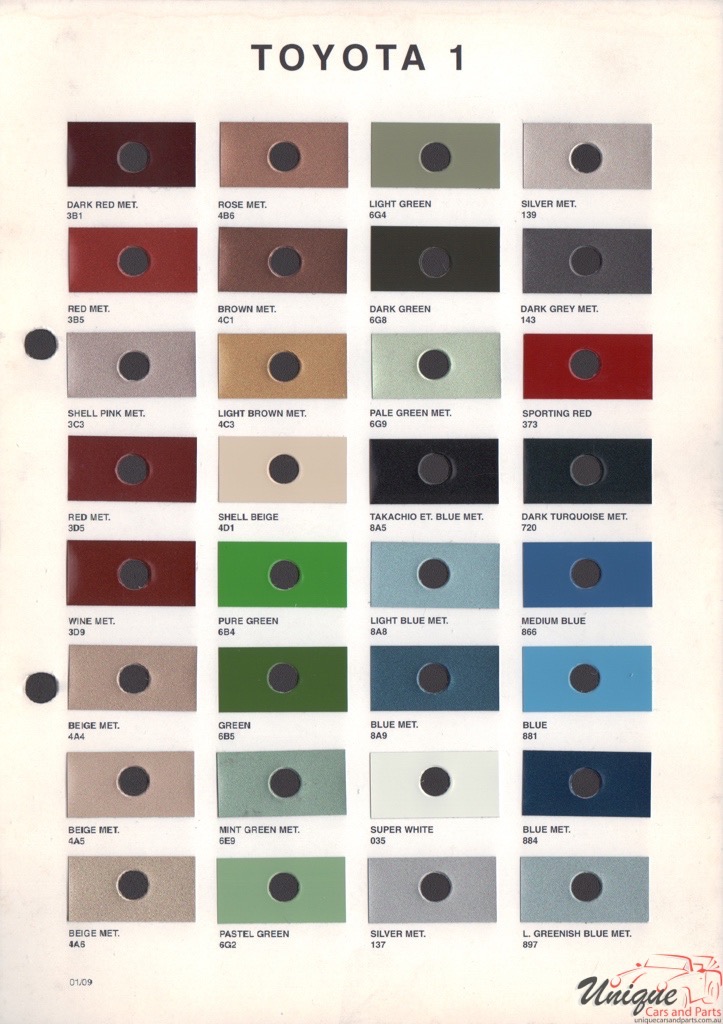 1995 - 2002 Toyota Paint Charts Octoral 1